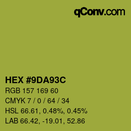 Color code: HEX #9DA93C | qconv.com