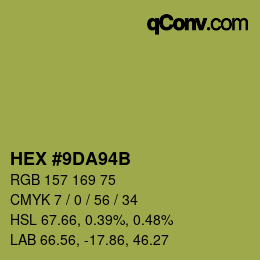 Farbcode: HEX #9DA94B | qconv.com