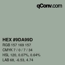 カラーコード: HEX #9DA99D | qconv.com