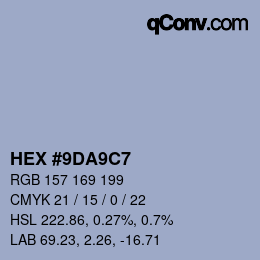 Color code: HEX #9DA9C7 | qconv.com