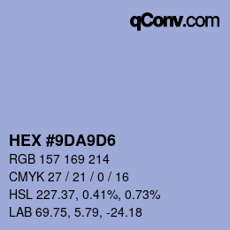 Code couleur: HEX #9DA9D6 | qconv.com