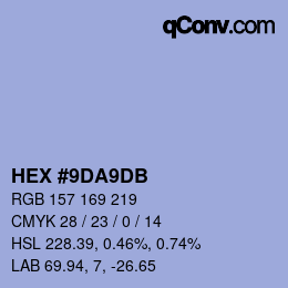 Color code: HEX #9DA9DB | qconv.com