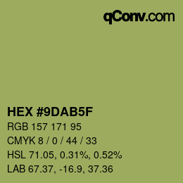 Farbcode: HEX #9DAB5F | qconv.com