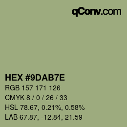 Color code: HEX #9DAB7E | qconv.com