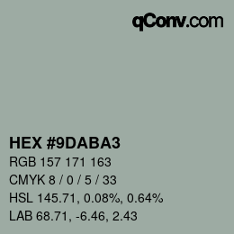 颜色代码: HEX #9DABA3 | qconv.com