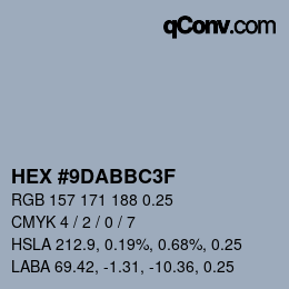 Farbcode: HEX #9DABBC3F | qconv.com