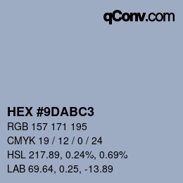Código de color: HEX #9DABC3 | qconv.com