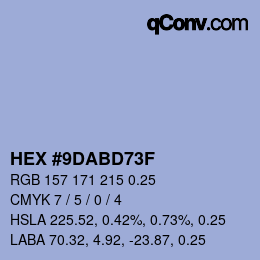 Code couleur: HEX #9DABD73F | qconv.com