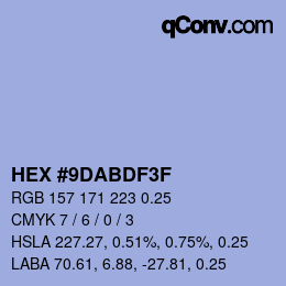 Farbcode: HEX #9DABDF3F | qconv.com