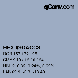 カラーコード: HEX #9DACC3 | qconv.com