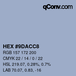 Farbcode: HEX #9DACC8 | qconv.com