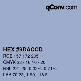 颜色代码: HEX #9DACCD | qconv.com