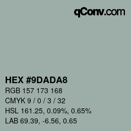 カラーコード: HEX #9DADA8 | qconv.com