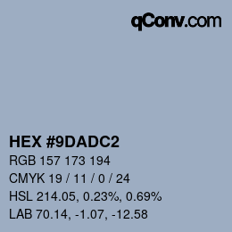 Color code: HEX #9DADC2 | qconv.com