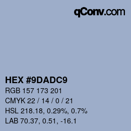 Código de color: HEX #9DADC9 | qconv.com