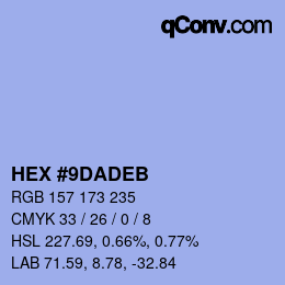 Color code: HEX #9DADEB | qconv.com