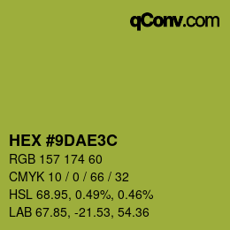 Color code: HEX #9DAE3C | qconv.com
