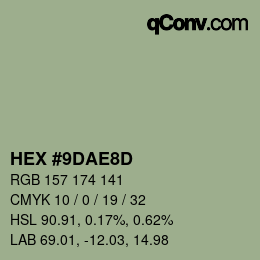 Color code: HEX #9DAE8D | qconv.com