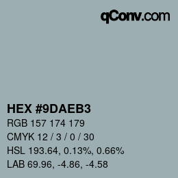 Color code: HEX #9DAEB3 | qconv.com