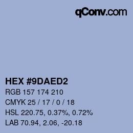 カラーコード: HEX #9DAED2 | qconv.com