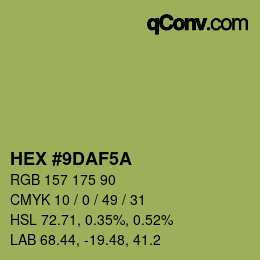 Farbcode: HEX #9DAF5A | qconv.com