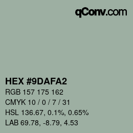 Código de color: HEX #9DAFA2 | qconv.com