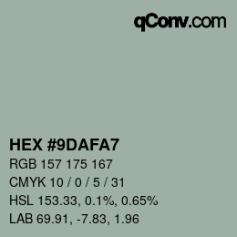 颜色代码: HEX #9DAFA7 | qconv.com