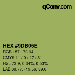 Farbcode: HEX #9DB05E | qconv.com