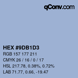 Color code: HEX #9DB1D3 | qconv.com