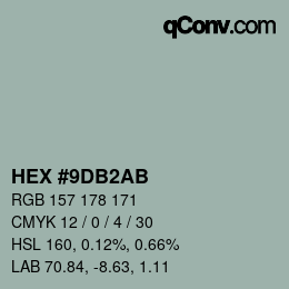 Color code: HEX #9DB2AB | qconv.com