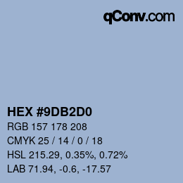 カラーコード: HEX #9DB2D0 | qconv.com