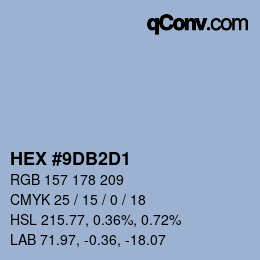 カラーコード: HEX #9DB2D1 | qconv.com