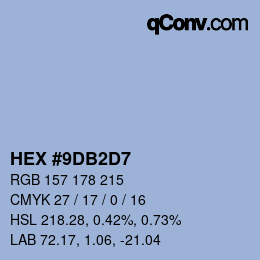 カラーコード: HEX #9DB2D7 | qconv.com