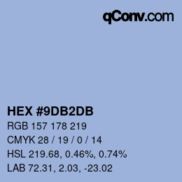 Color code: HEX #9DB2DB | qconv.com