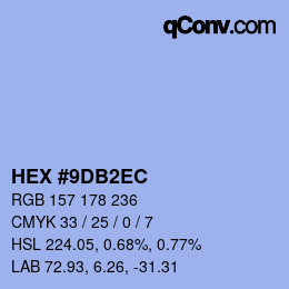 颜色代码: HEX #9DB2EC | qconv.com