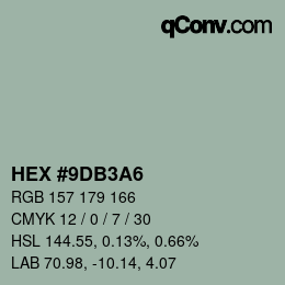 颜色代码: HEX #9DB3A6 | qconv.com