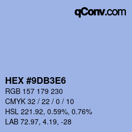 Color code: HEX #9DB3E6 | qconv.com