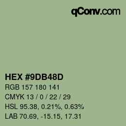 Código de color: HEX #9DB48D | qconv.com