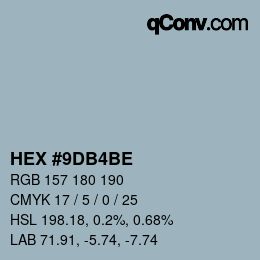 カラーコード: HEX #9DB4BE | qconv.com