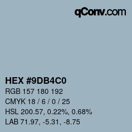カラーコード: HEX #9DB4C0 | qconv.com