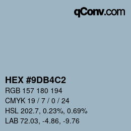 カラーコード: HEX #9DB4C2 | qconv.com