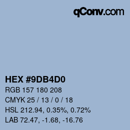 Color code: HEX #9DB4D0 | qconv.com