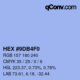 Color code: HEX #9DB4F0 | qconv.com