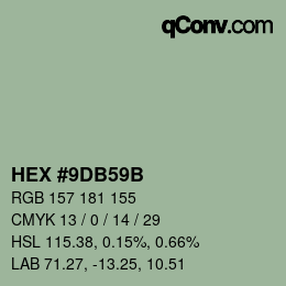 Color code: HEX #9DB59B | qconv.com