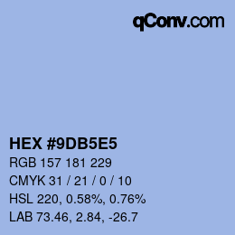 Farbcode: HEX #9DB5E5 | qconv.com