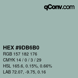 Color code: HEX #9DB6B0 | qconv.com