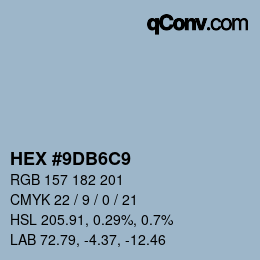 颜色代码: HEX #9DB6C9 | qconv.com