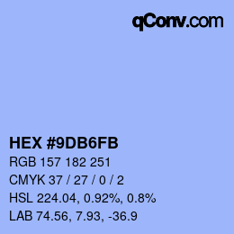 Color code: HEX #9DB6FB | qconv.com