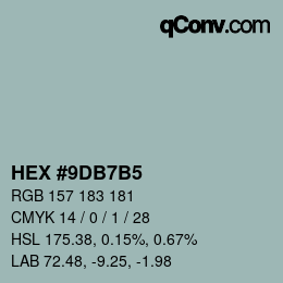 Color code: HEX #9DB7B5 | qconv.com