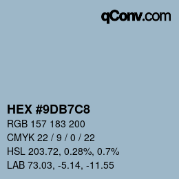 Farbcode: HEX #9DB7C8 | qconv.com